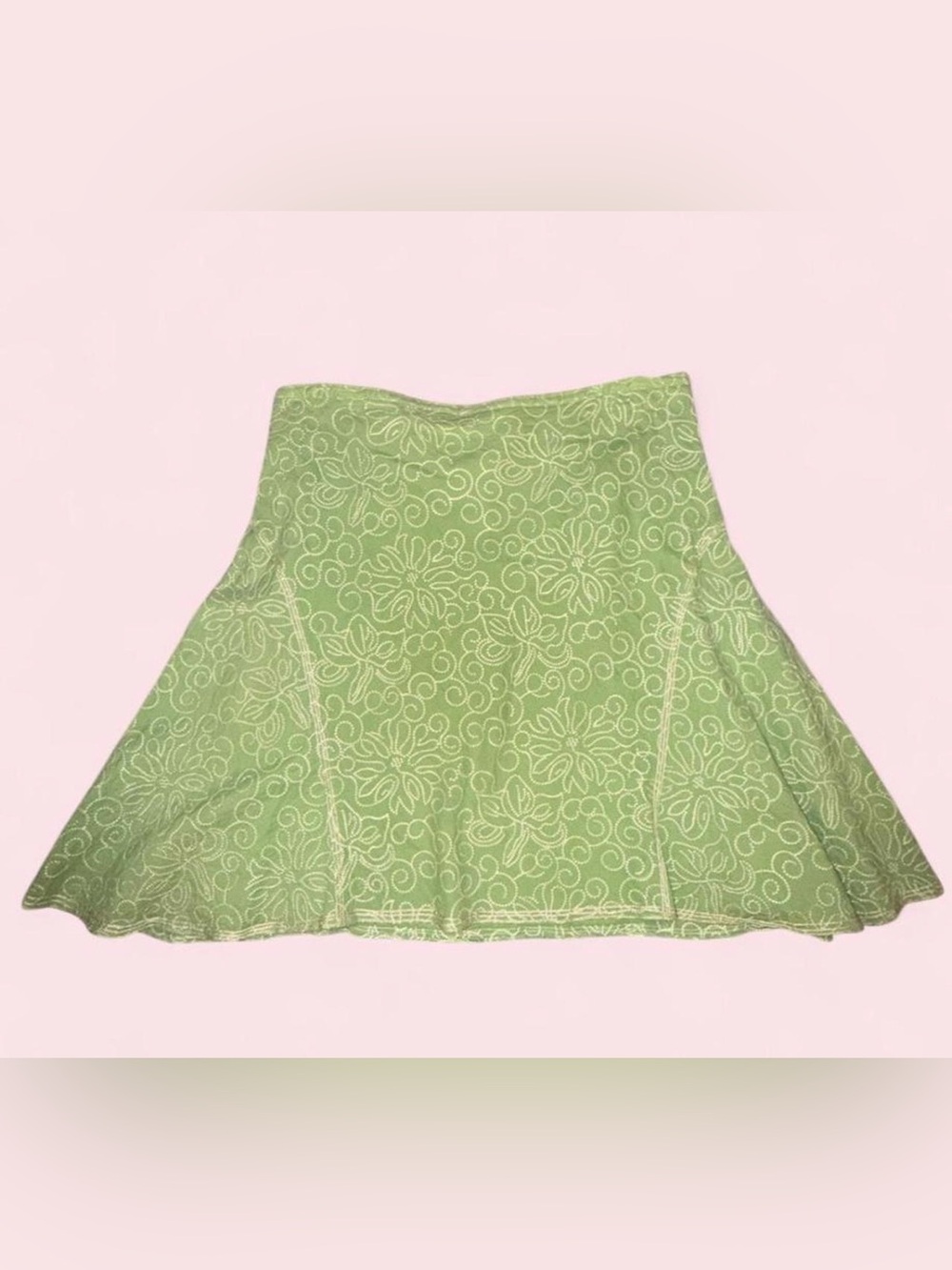 Studio M Light Green Floral Skater Skirt